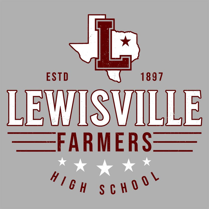 Close-up view of Lewisville High School Farmers Grey Premium Unisex Hoodie 217