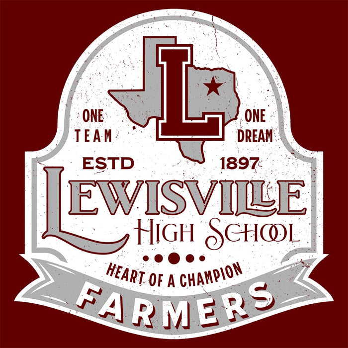 Close-up view of Lewisville High School Farmers Maroon Classic Unisex T-shirt 219