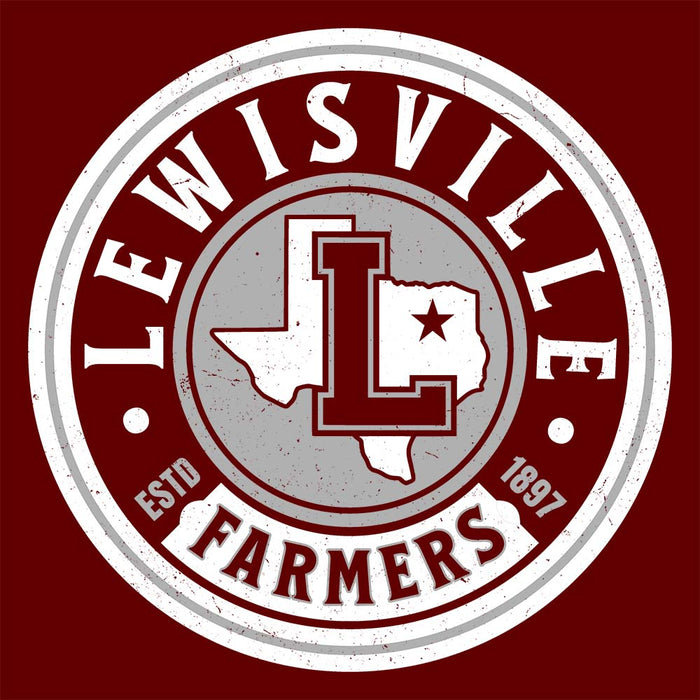 Close-up view of Lewisville High School Farmers Maroon Classic Unisex T-shirt 220