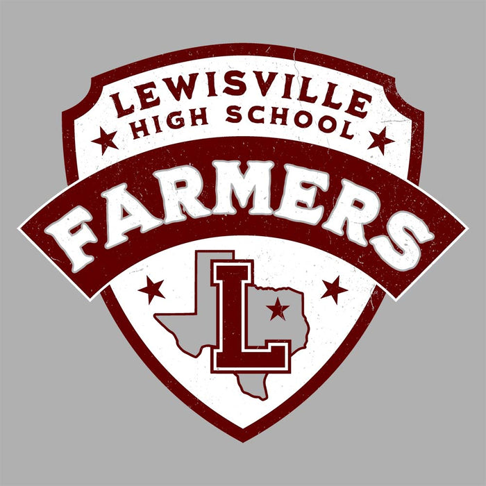 Close-up view of Lewisville High School Farmers Unisex 3/4 Sleeve Raglan T-shirt 221