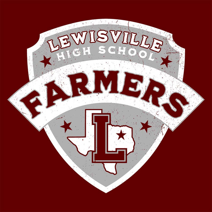 Close-up view of Lewisville High School Farmers Maroon Premium Unisex Hoodie 221