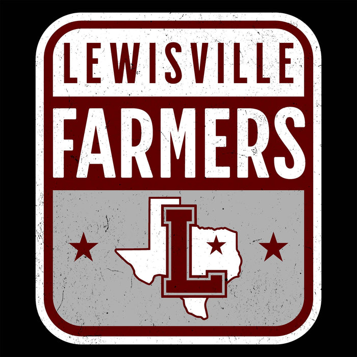 Close-up view of Lewisville High School Farmers Unisex 3/4 Sleeve Raglan T-shirt 001