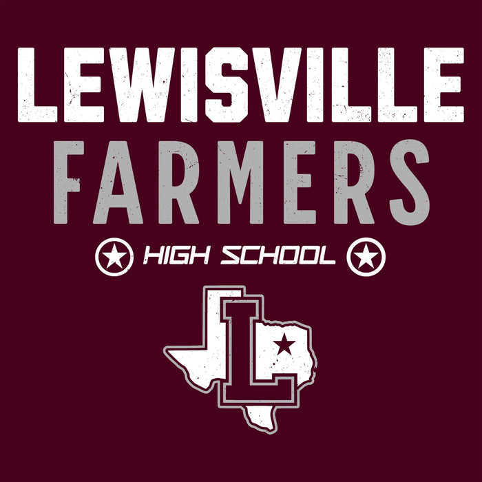 Close-up view of Lewisville High School Farmers Maroon Classic Unisex T-shirt 003