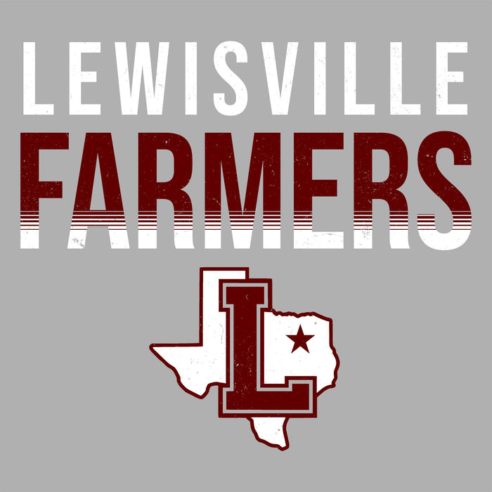 Close-up view of Lewisville High School Farmers Unisex 3/4 Sleeve Raglan T-shirt 024