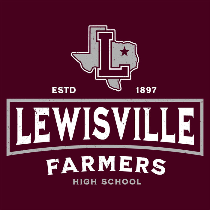 Close-up view of Lewisville High School Farmers Maroon Classic Unisex T-shirt 202