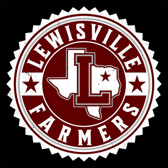 Close-up view of Lewisville High School Farmers Unisex 3/4 Sleeve Raglan T-shirt 203