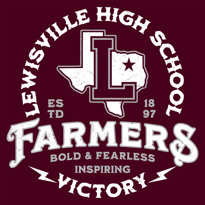 Close-up view of Lewisville High School Farmers Maroon Classic Unisex T-shirt 206