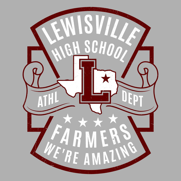 Close-up view of Lewisville High School Farmers Unisex 3/4 Sleeve Raglan T-shirt 207