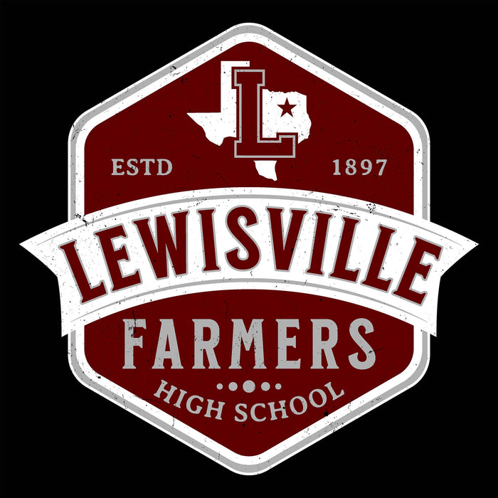 Close-up view of Lewisville High School Farmers Unisex 3/4 Sleeve Raglan T-shirt 209