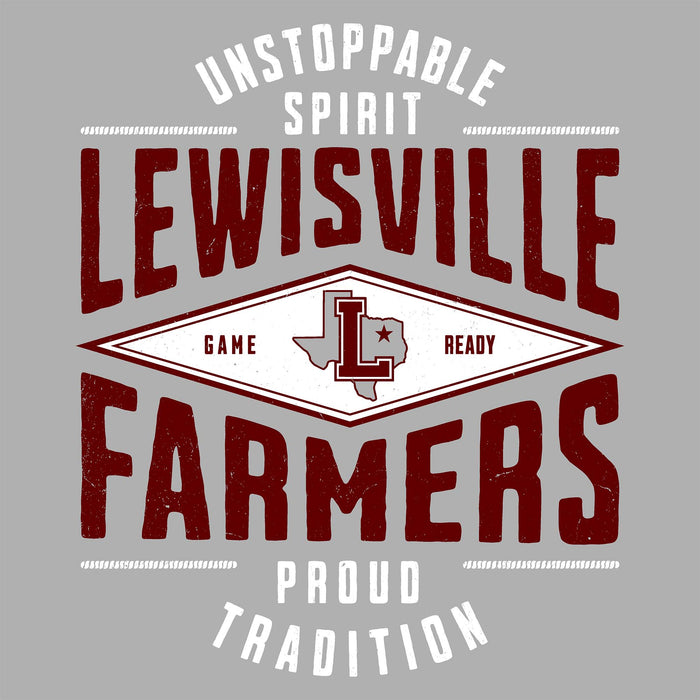 Close-up view of Lewisville High School Farmers Unisex 3/4 Sleeve Raglan T-shirt 210
