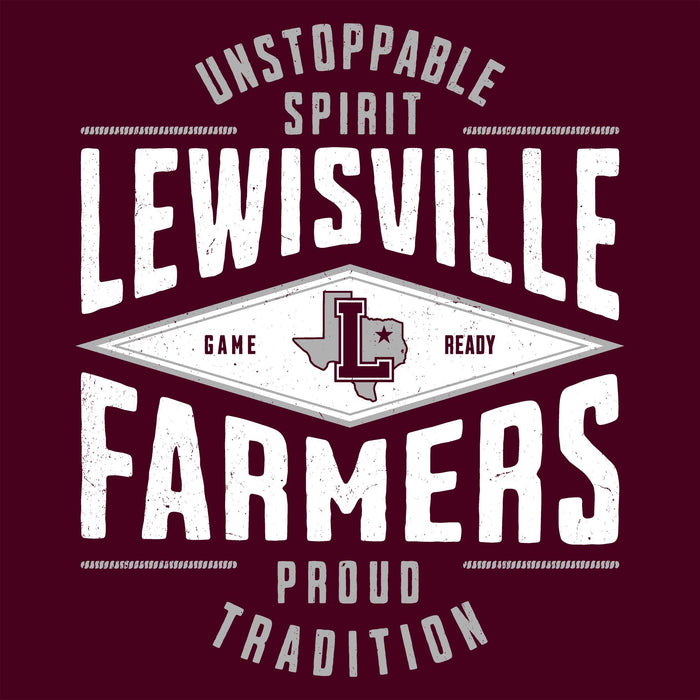 Close-up view of Lewisville High School Farmers Maroon Classic Unisex T-shirt 210