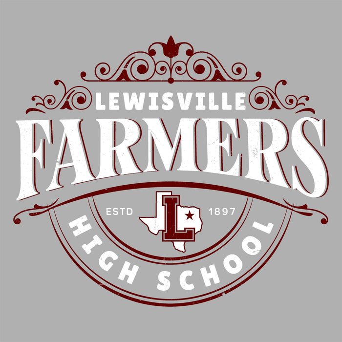 Lewisville Farmers High School logo on a gray background - Design 211