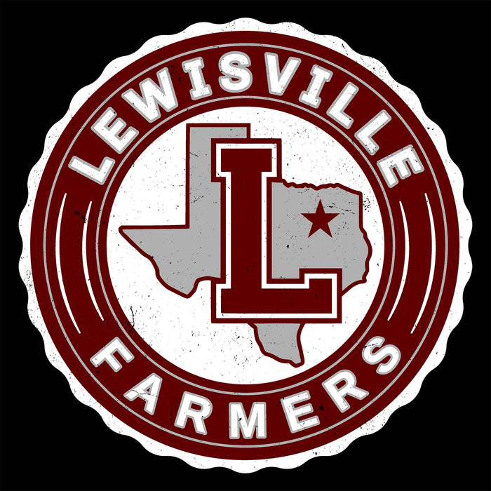 Close-up view of Lewisville High School Farmers Unisex 3/4 Sleeve Raglan T-shirt 216