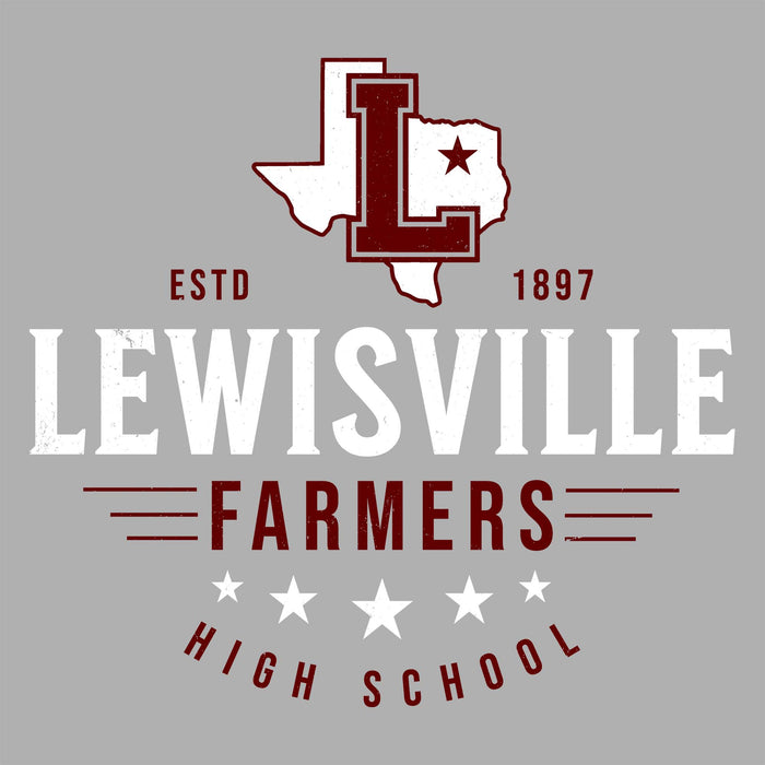 Lewisville Farmers High School logo with a star and text on a gray background - Design 217