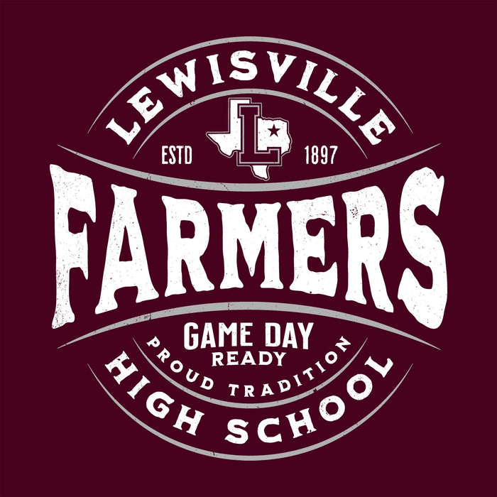 Close-up view of Lewisville High School Farmers Maroon Classic Unisex T-shirt 218