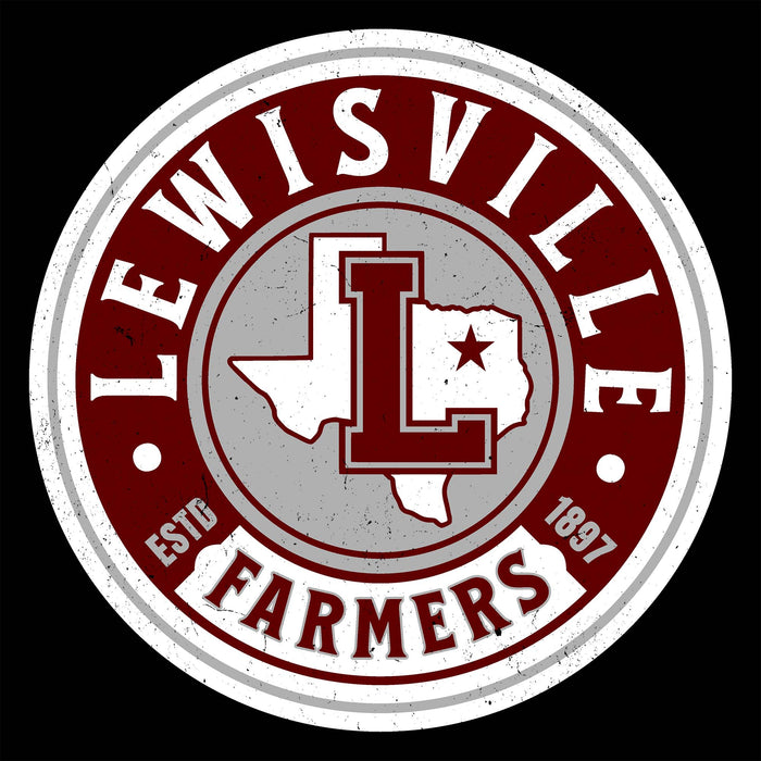Close-up view of Lewisville High School Farmers Unisex 3/4 Sleeve Raglan T-shirt 220