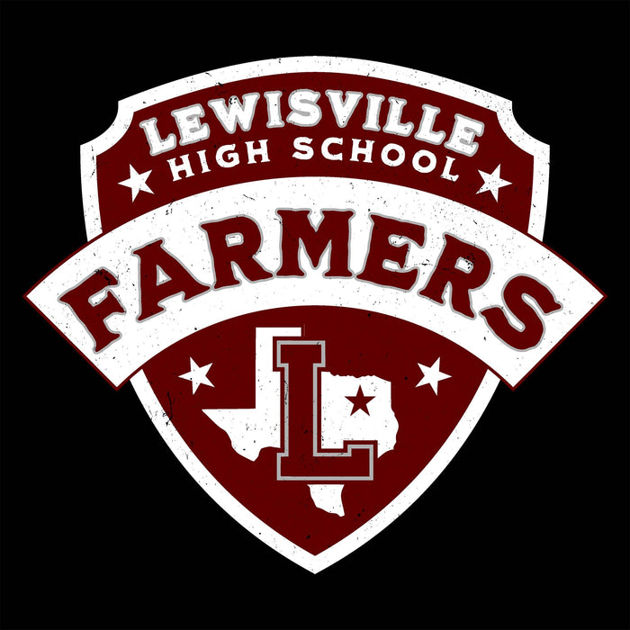 Close-up view of Lewisville High School Farmers Unisex 3/4 Sleeve Raglan T-shirt 221