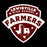 Lewisville High School Farmers logo with red and white text on a black background