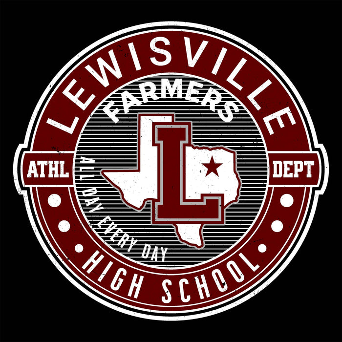 Close-up view of Lewisville High School Farmers Unisex 3/4 Sleeve Raglan T-shirt 224
