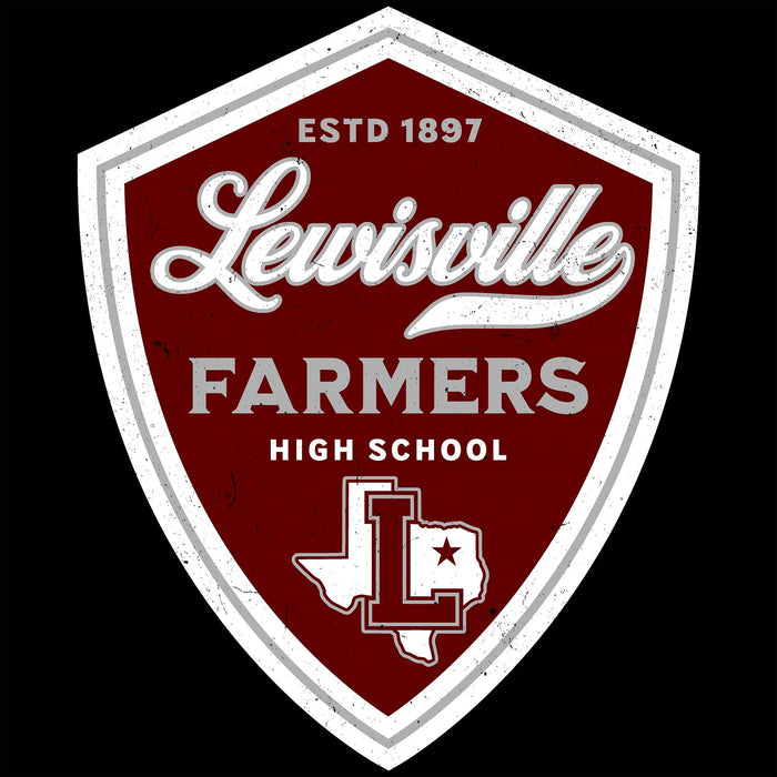 Close-up view of Lewisville High School Farmers Unisex 3/4 Sleeve Raglan T-shirt 225