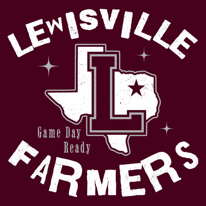 Close-up view of Lewisville High School Farmers Maroon Classic Unisex T-shirt 228