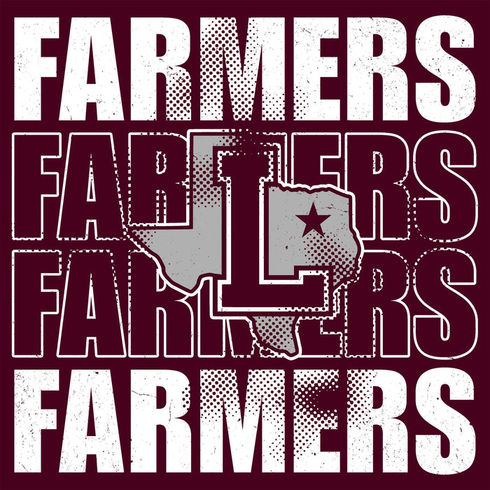 Close-up view of Lewisville High School Farmers Maroon Classic Unisex T-shirt 233