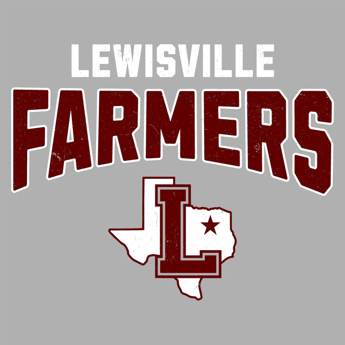 Close-up view of Lewisville High School Farmers Unisex 3/4 Sleeve Raglan T-shirt 234