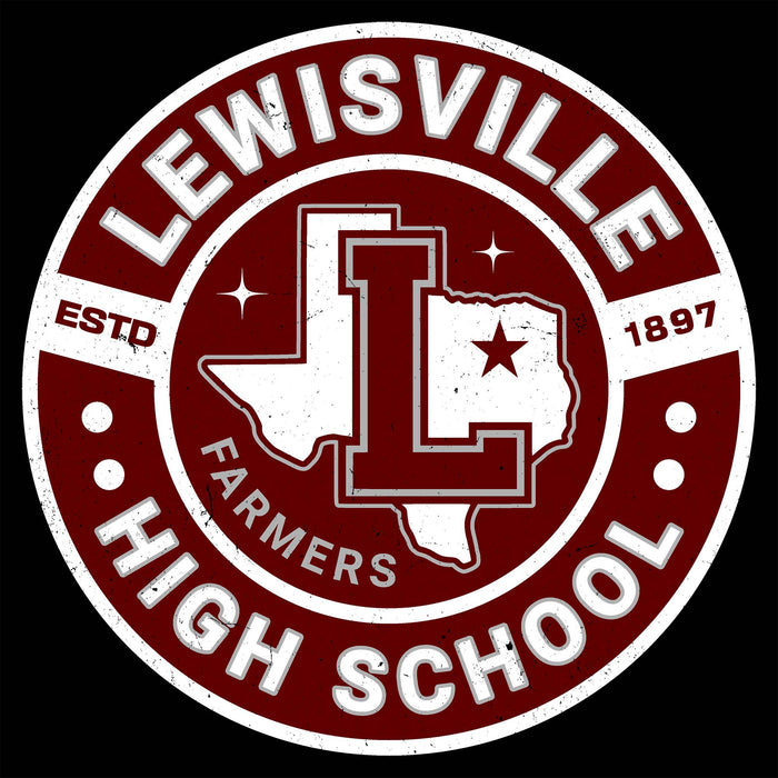 Close-up view of Lewisville High School Farmers Unisex 3/4 Sleeve Raglan T-shirt 239