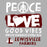 Motivational graphic with 'Peace Love Good Vibes' text on a gray background, featuring the Lewisville Farmers logo.