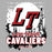 Close-up view of Lake Travis High School Cavaliers Unisex 3/4 sleeve Raglan T-shirt 202