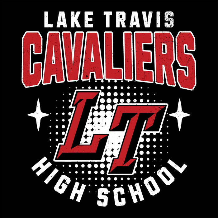 Close-up view of Lake Travis High School Cavaliers Black Premium Unisex T-shirt 204