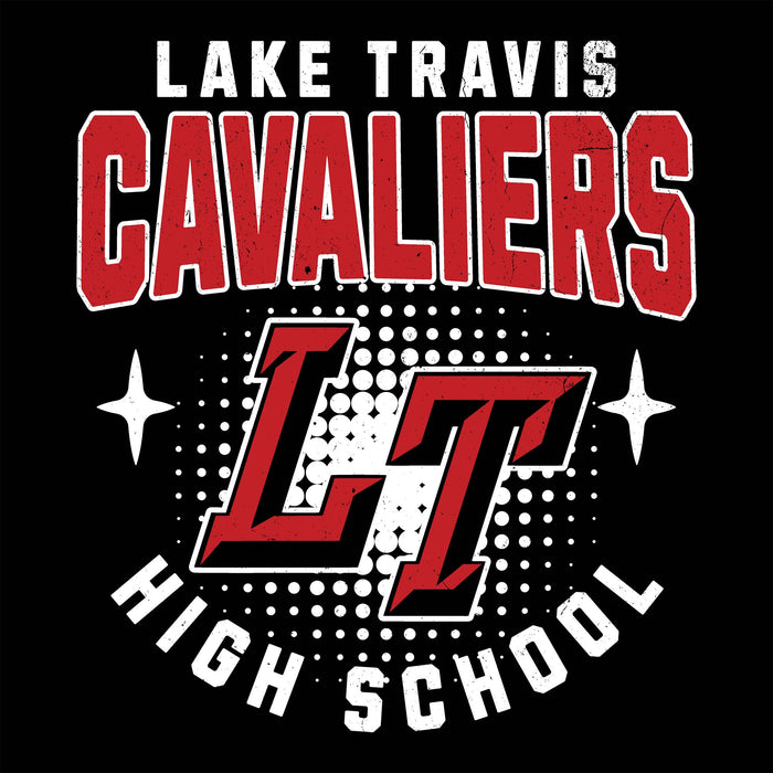 Close-up view of Lake Travis High School Cavaliers Black Classic Unisex T-shirt 204