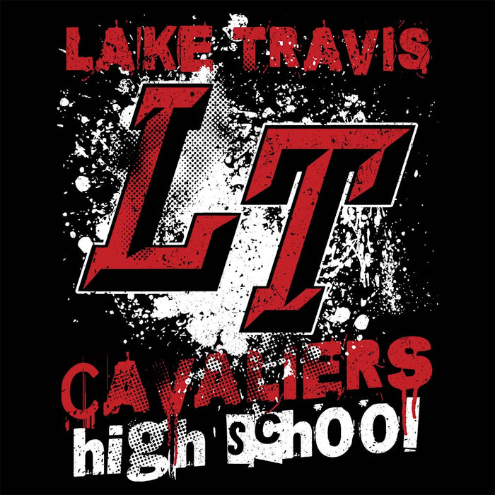 Close-up view of Lake Travis High School Cavaliers Black Classic Unisex T-shirt 205