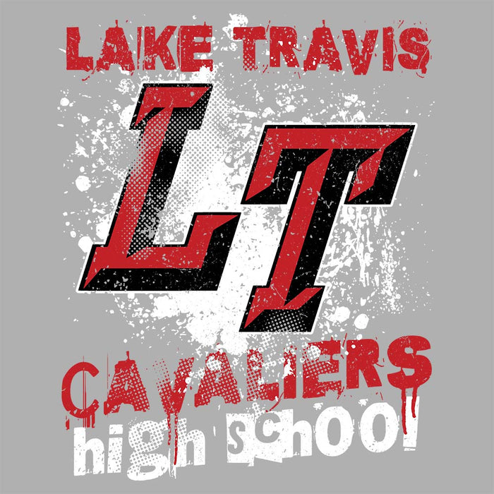 Close-up view of Lake Travis High School Cavaliers Unisex 3/4 sleeve Raglan T-shirt 205