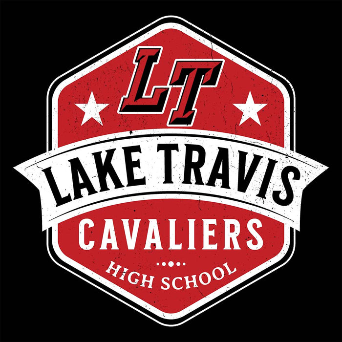 Close-up view of Lake Travis High School Cavaliers Black Premium Unisex Hoodie 209