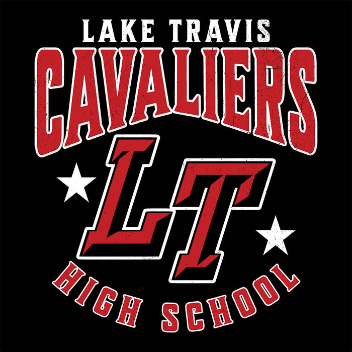 Close-up view of Lake Travis High School Cavaliers Black Premium Unisex T-shirt 213