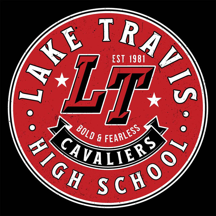 Close-up view of Lake Travis High School Cavaliers Black Classic Unisex T-shirt 215