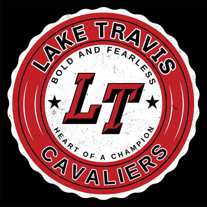 Close-up view of Lake Travis High School Cavaliers Black Premium Unisex Hoodie 216