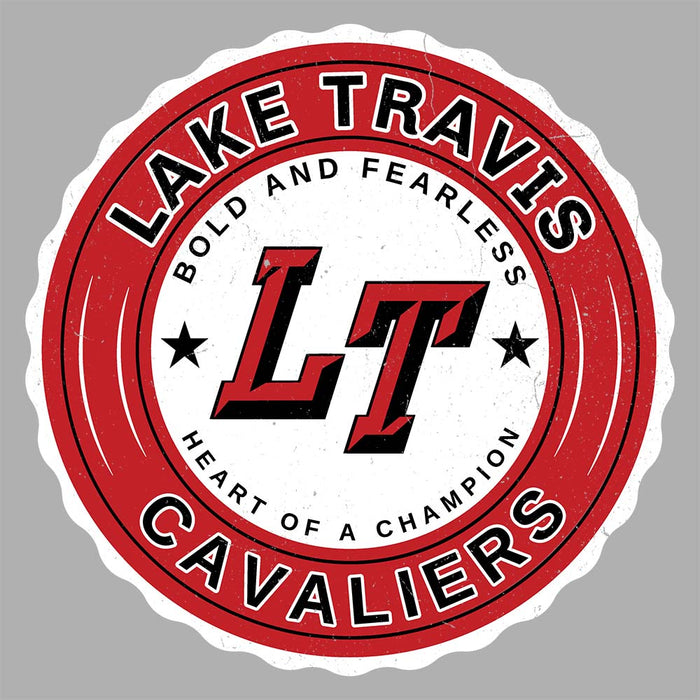 Close-up view of Lake Travis High School Cavaliers Unisex 3/4 sleeve Raglan T-shirt 216