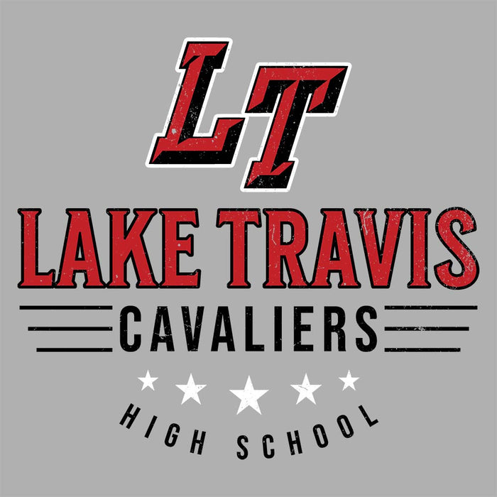 Close-up view of Lake Travis High School Cavaliers Carbon Grey Premium Unisex Hoodie 217