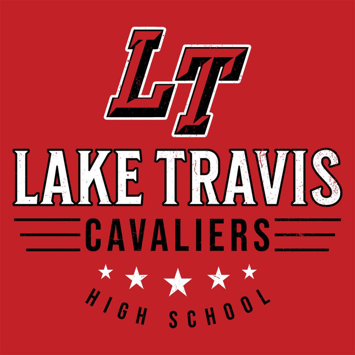 Close-up view of Lake Travis High School Cavaliers Red Classic Unisex T-shirt 217