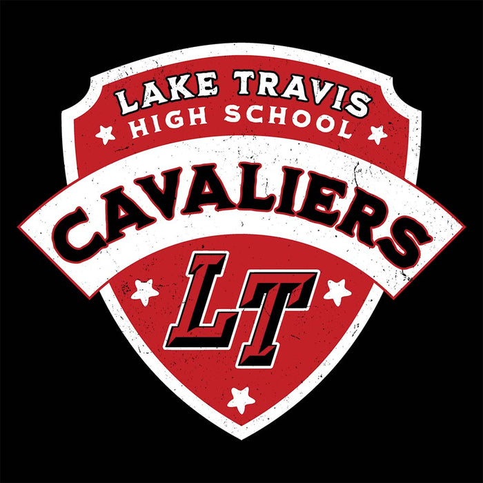 Close-up view of Lake Travis High School Cavaliers Black Premium Unisex Hoodie 221