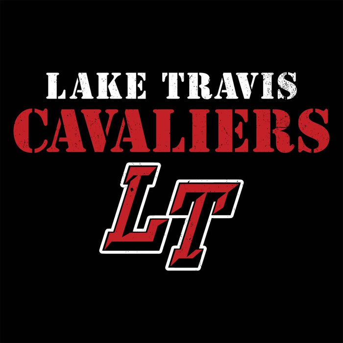 Close-up view of Lake Travis High School Cavaliers Black Classic Unisex T-shirt 222