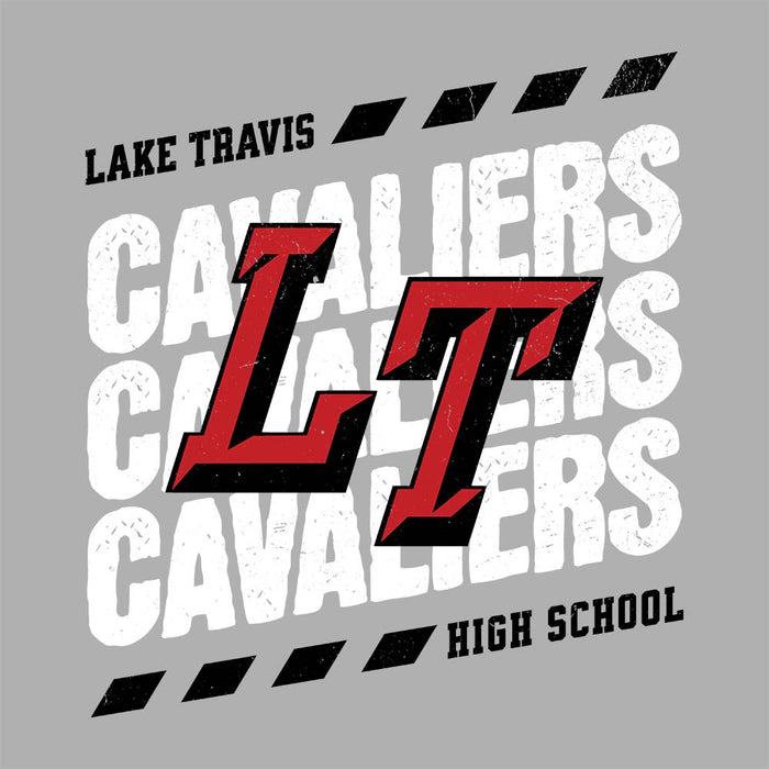 Close-up view of Lake Travis High School Cavaliers Carbon Grey Premium Unisex Hoodie 223