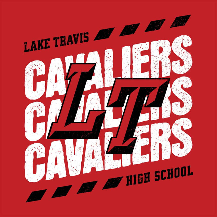 Close-up view of Lake Travis High School Cavaliers Red Premium Unisex T-shirt 223