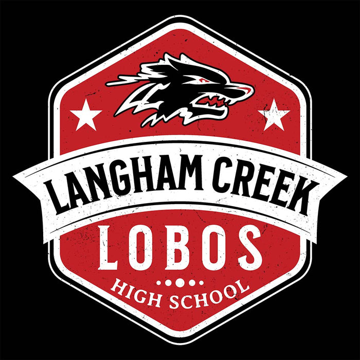 Close-up view of Langham Creek High School Lobos Black Classic Unisex T-shirt 209