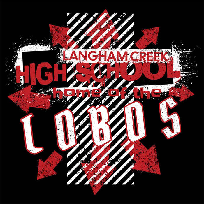 Close-up view of Langham Creek High School Lobos Black Premium Unisex Hoodie 210