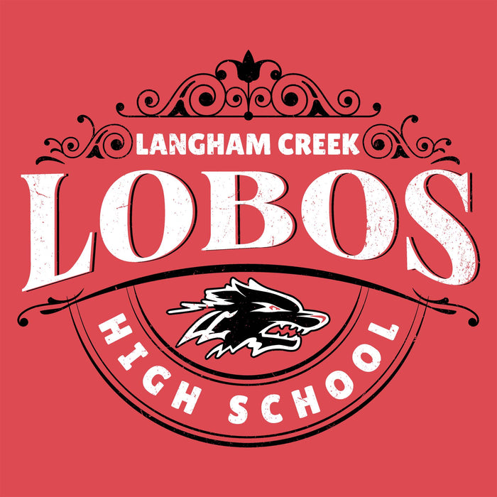 Close-up view of Langham Creek High School Lobos Women's Relaxed Fit T-shirt 211