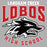 Close-up view of Langham Creek High School Lobos Unisex 3/4 sleeve Raglan T-shirt 213