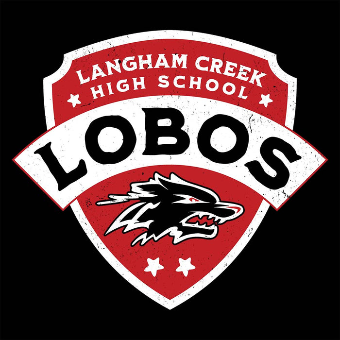 Close-up view of Langham Creek High School Lobos Black Premium Unisex Hoodie 221